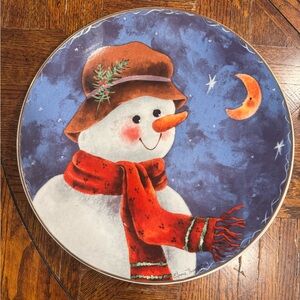 Vintage 1997 Elaine Thompson Snowman Holiday Serving Platter